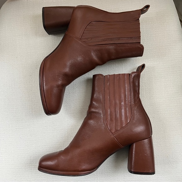 Sézane Dorie Leather Ankle Boots in Vintage Smooth Chocolate Brown Size 41 US 10 - Picture 5 of 13